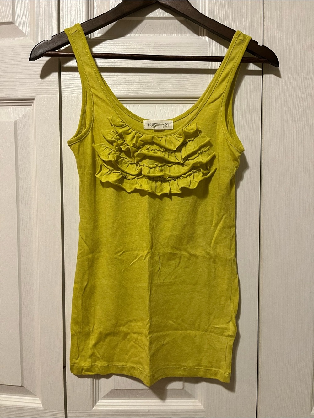 Forever 21 Lime Yellow Ruffle Scoop Tank